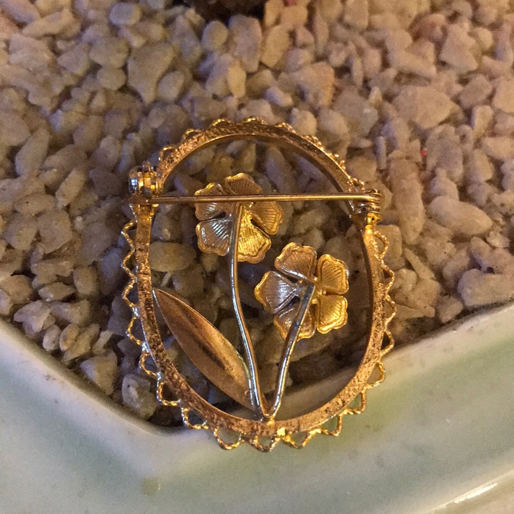 Vintage jade brooch - Picture 3 of 4